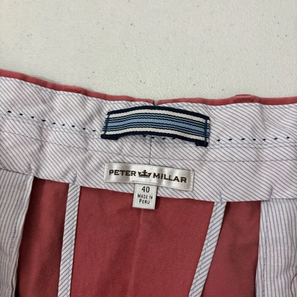 Peter Millar Tarheel Coral Cotton Pants Mens 40 Khakis Golf Sports Casual
